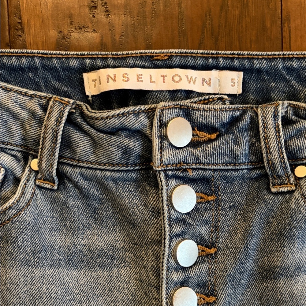 Tinseltown Light Blue High-Rise Button-Fly Jeans - Picture 3 of 4